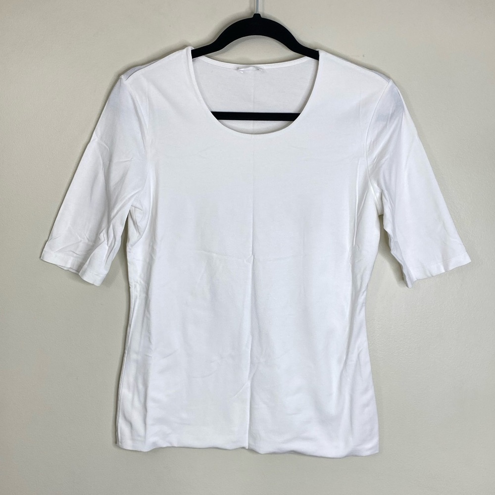 GERRY WEBER COLLECTION 3/4 SLEEVE FRONT DOUBLE LAYER COTTON SPANDEX BLEND TOP